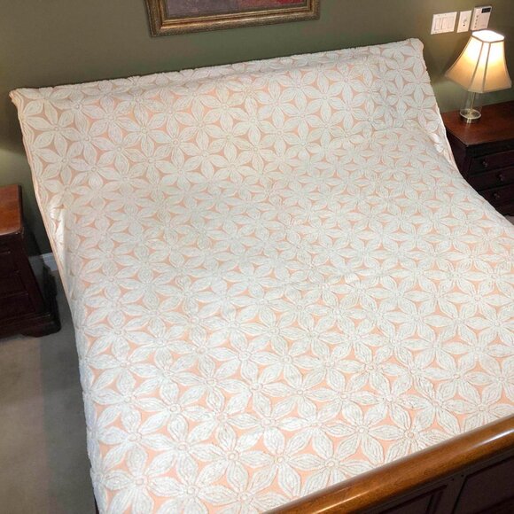 Vintage peach floral chenille bedspread